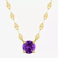 Womens Genuine Amethyst 14K Gold Over Silver Round 16 Inch Pendant Necklace