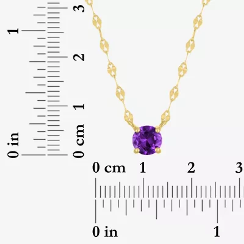 Womens Genuine Amethyst 14K Gold Over Silver Round 16 Inch Pendant Necklace
