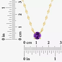 Womens Genuine Amethyst 14K Gold Over Silver Round 16 Inch Pendant Necklace