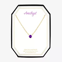 Womens Genuine Amethyst 14K Gold Over Silver Round 16 Inch Pendant Necklace