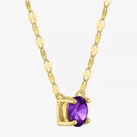 Womens Genuine Amethyst 14K Gold Over Silver Round 16 Inch Pendant Necklace