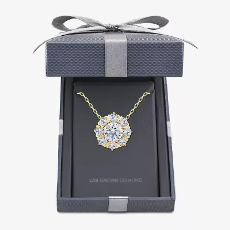 Grown Gorgeous (F,Vs2) Womens 1 1/2 CT. T.W. Lab Grown White Diamond 14K Gold Round 18 Inch Pendant Necklace