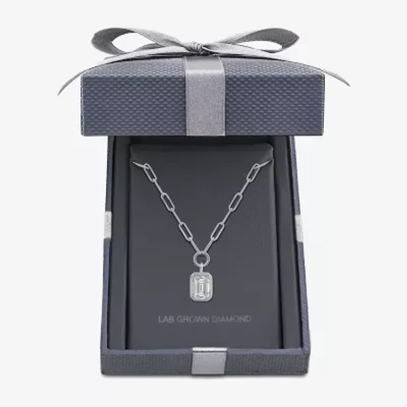 Grown Gorgeous (F, Vs2) Womens 1 3/4 CT. T.W. Lab-Grown Diamond 14K Gold 18 Inch Emerald-cut Pendant Necklace