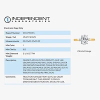I, Si2 Womens 2 1/10 CT. T.W. Lab Grown White Diamond 10K Gold Oval Side Stone Engagement Ring