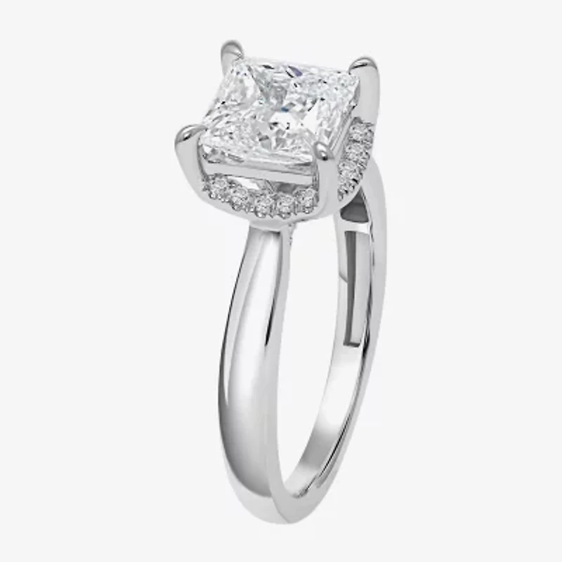 Womens 2 1/7 Ct. T.W. Lab Grown White Diamond 14K Gold Halo Engagement Ring