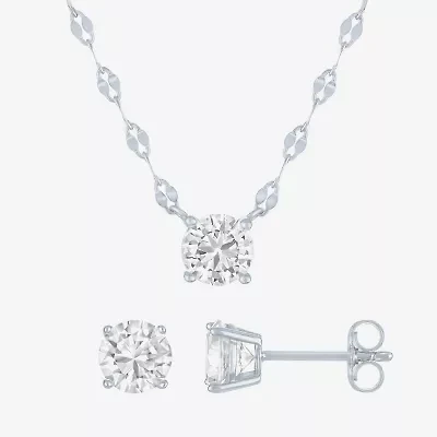 Yes, Please! Womens Lab Created White Sapphire Sterling Silver 2-pc. Jewelry Set