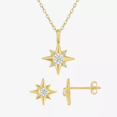 Yes, Please! Womens Lab Created White Sapphire 14K Gold Over Silver Star 2-pc. Jewelry Set