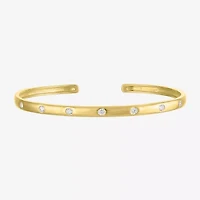 Yes, Please! Womens White Sapphire 14K Gold Over Silver Cuff Bracelet