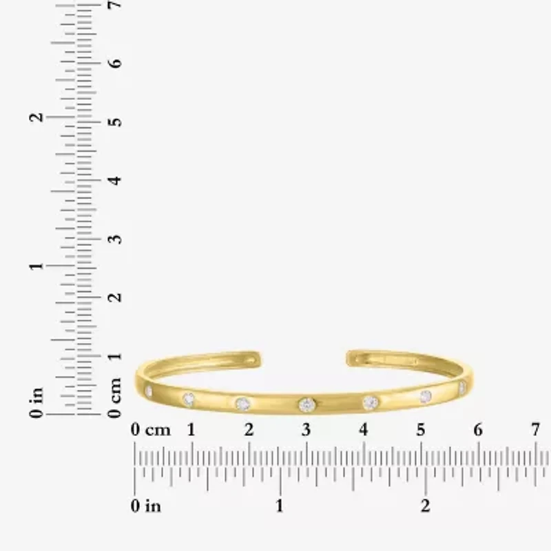 Yes, Please! Womens White Sapphire 14K Gold Over Silver Cuff Bracelet