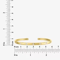 Yes, Please! Womens White Sapphire 14K Gold Over Silver Cuff Bracelet