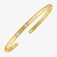 Yes, Please! Womens White Sapphire 14K Gold Over Silver Cuff Bracelet