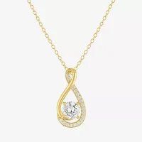 Yes, Please! Womens Lab Created White Sapphire Sterling Silver Round Pendant