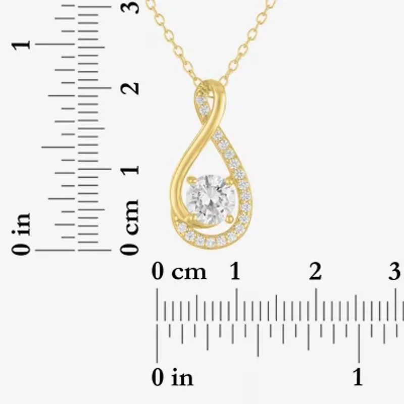Yes, Please! Womens Lab Created White Sapphire Sterling Silver Round Pendant