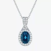 Yes, Please! Womens Genuine Blue Topaz Sterling Silver Pendant