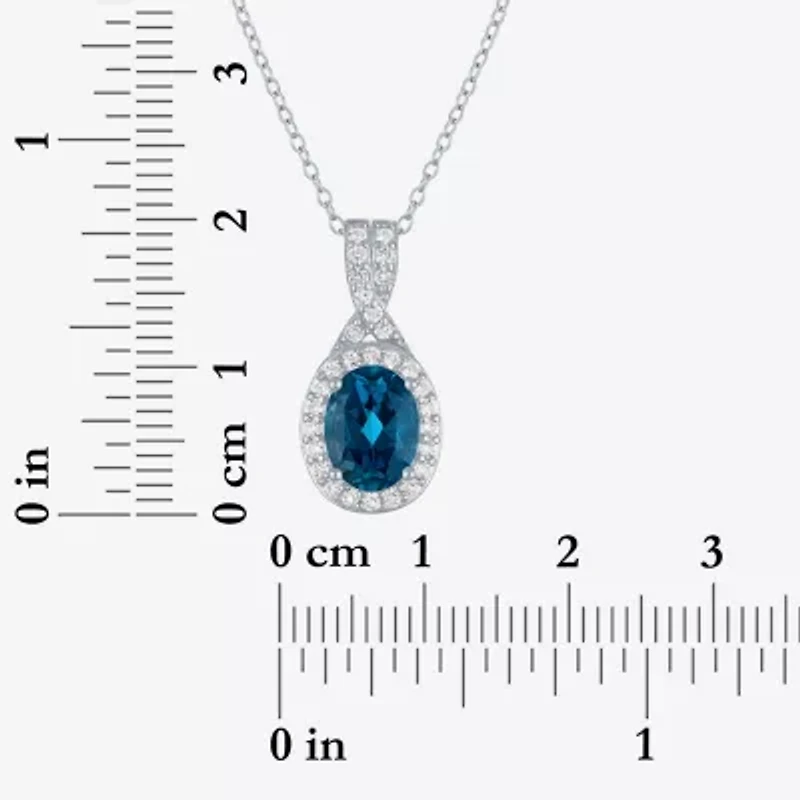 Yes, Please! Womens Genuine Blue Topaz Sterling Silver Pendant