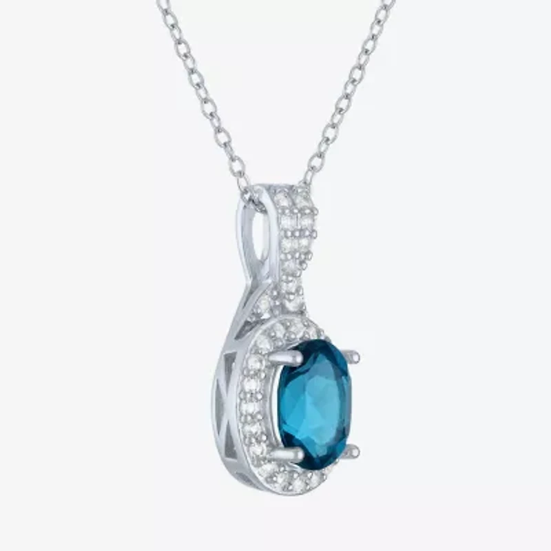 Yes, Please! Womens Genuine Blue Topaz Sterling Silver Pendant