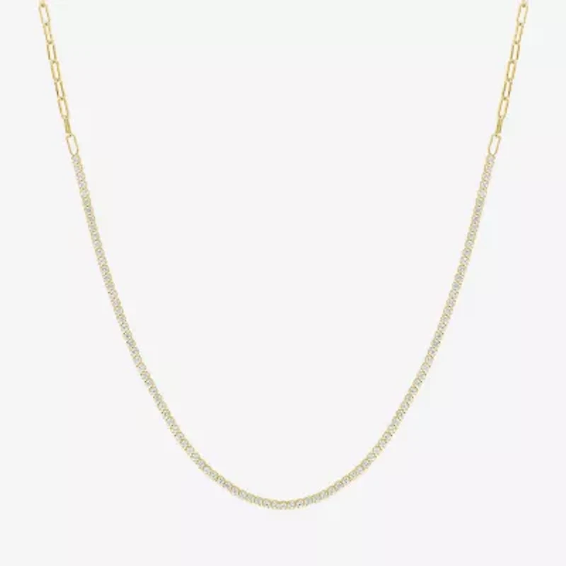 Yes, Please! Womens White Sapphire Sterling Silver 18 Inch Tennis Necklace