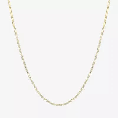 Yes, Please! Womens White Sapphire Sterling Silver 18 Inch Tennis Necklace