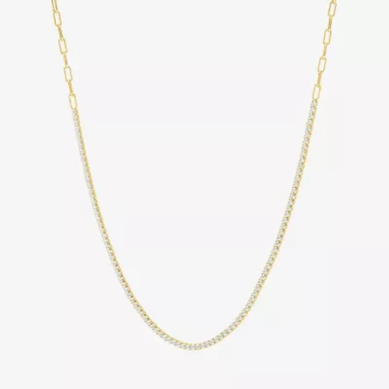 Yes, Please! Womens White Sapphire Sterling Silver 18 Inch Tennis Necklace