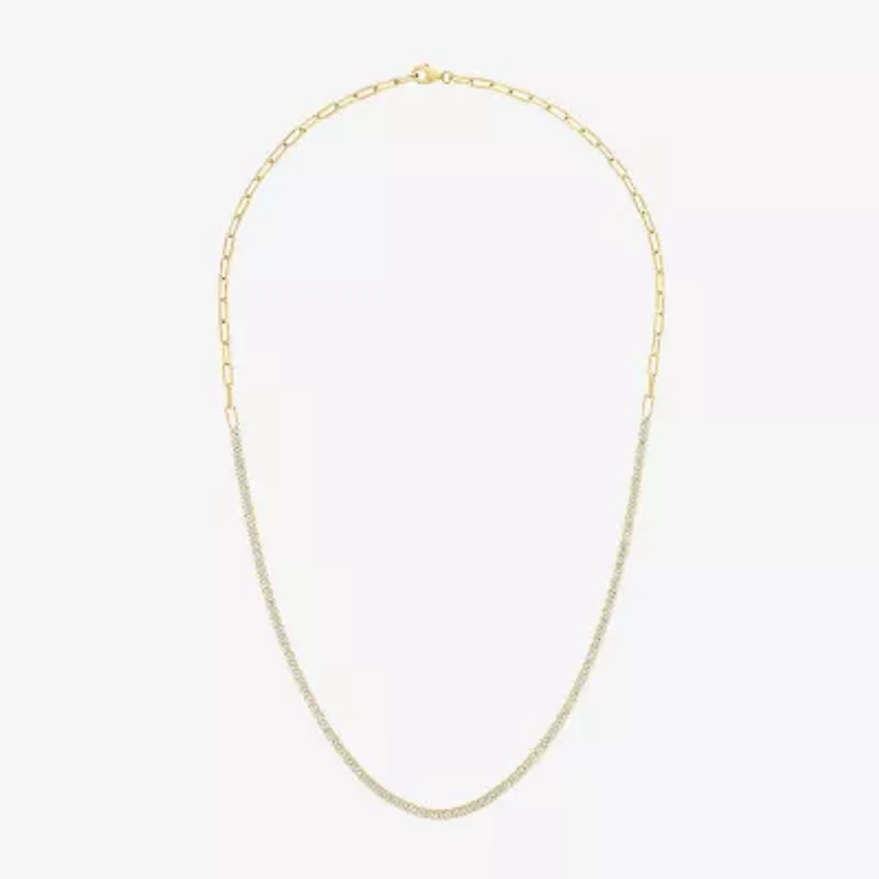 Yes, Please! Womens White Sapphire Sterling Silver 18 Inch Tennis Necklace