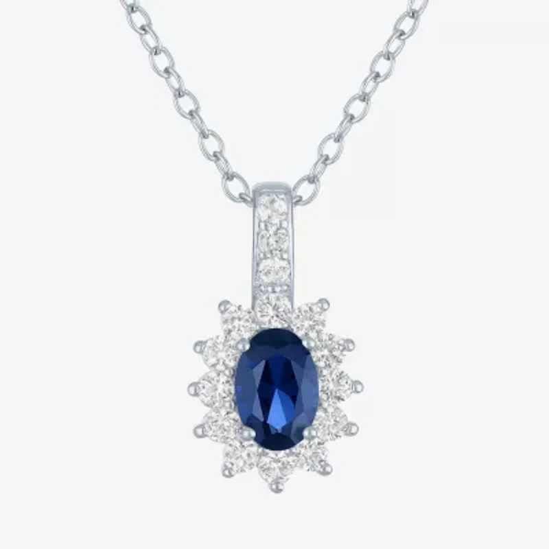 Yes, Please! Womens Lab Created Blue Sapphire Sterling Silver 18 Inch Pendant Necklace