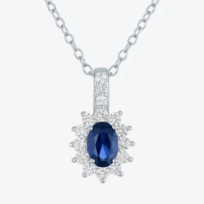 Yes, Please! Womens Lab Created Blue Sapphire Sterling Silver 18 Inch Pendant Necklace
