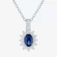 Yes, Please! Womens Lab Created Blue Sapphire Sterling Silver 18 Inch Pendant Necklace