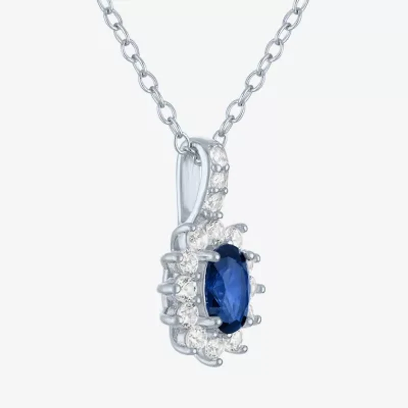 Yes, Please! Womens Lab Created Blue Sapphire Sterling Silver 18 Inch Pendant Necklace