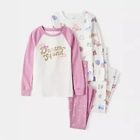 Carter's Little & Big Kid Girls Rib Round Neck Long Sleeve 4-pc. Pajama Sets