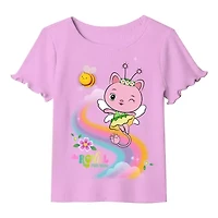 Little & Big Kid Girls Crew Neck Short Sleeve Regular Fit Gabby's Dollhouse Graphic T-Shirt