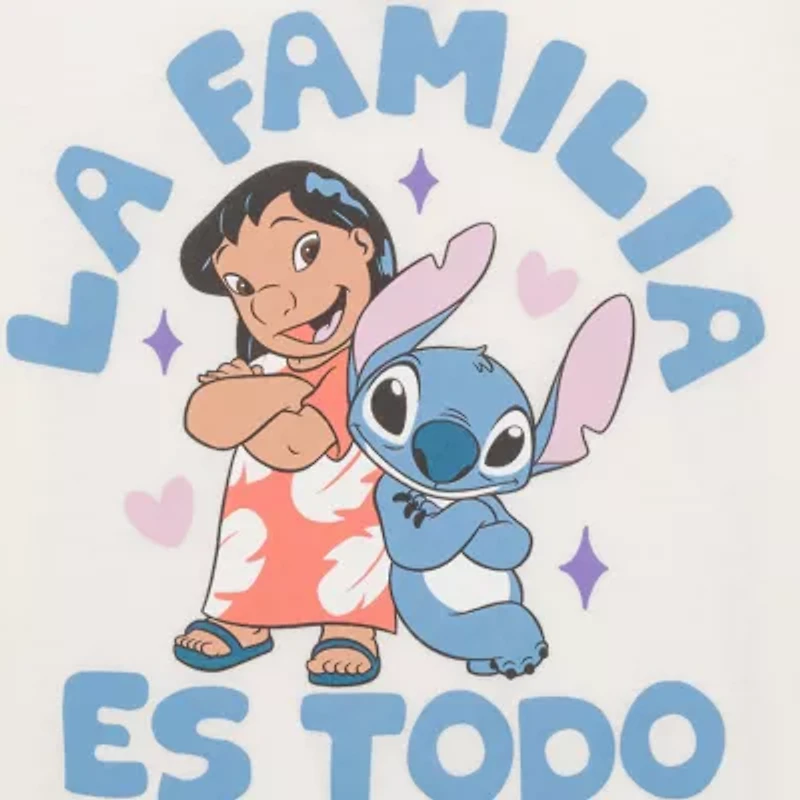 Little & Big Kid Girls Crew Neck Short Sleeve Regular Fit Lilo Stitch Graphic T-Shirt