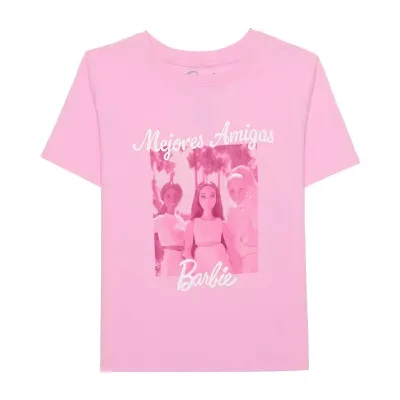 Little & Big Kid Girls Crew Neck Short Sleeve Regular Fit Barbie Graphic T-Shirt