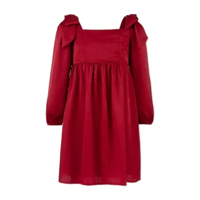 Speechless Big Kid Girls Long Sleeve Satin A-Line Dress
