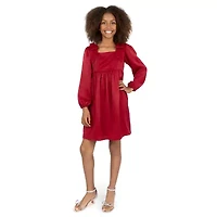 Speechless Big Kid Girls Long Sleeve Satin A-Line Dress