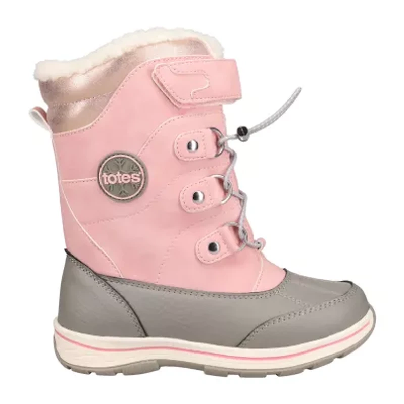 Totes Big Kid Girls Diamond Waterproof Insulated Flat Heel Winter Boots