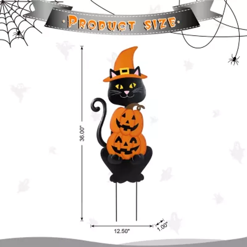 Glitzhome 36"H Halloween Metal Black Cat Halloween Yard Art