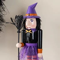 Glitzhome 19"H Halloween Wood Witch Wood Nutcracker