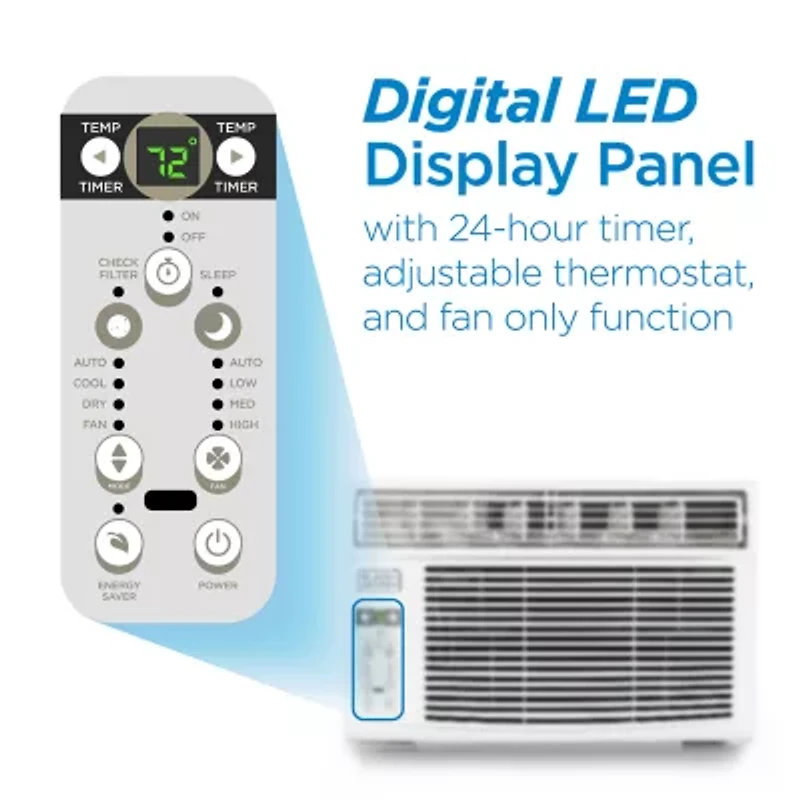 Black+Decker BD10WT6 Window Air Conditioner Remote Control 10000 BTU Cools Up To 450 Sq Ft White