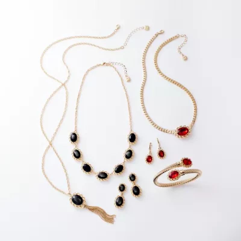 Monet Jewelry Gold Tone Womens Black 17 Inch Collar Necklace