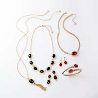 Monet Jewelry Gold Tone Womens Black 17 Inch Collar Necklace