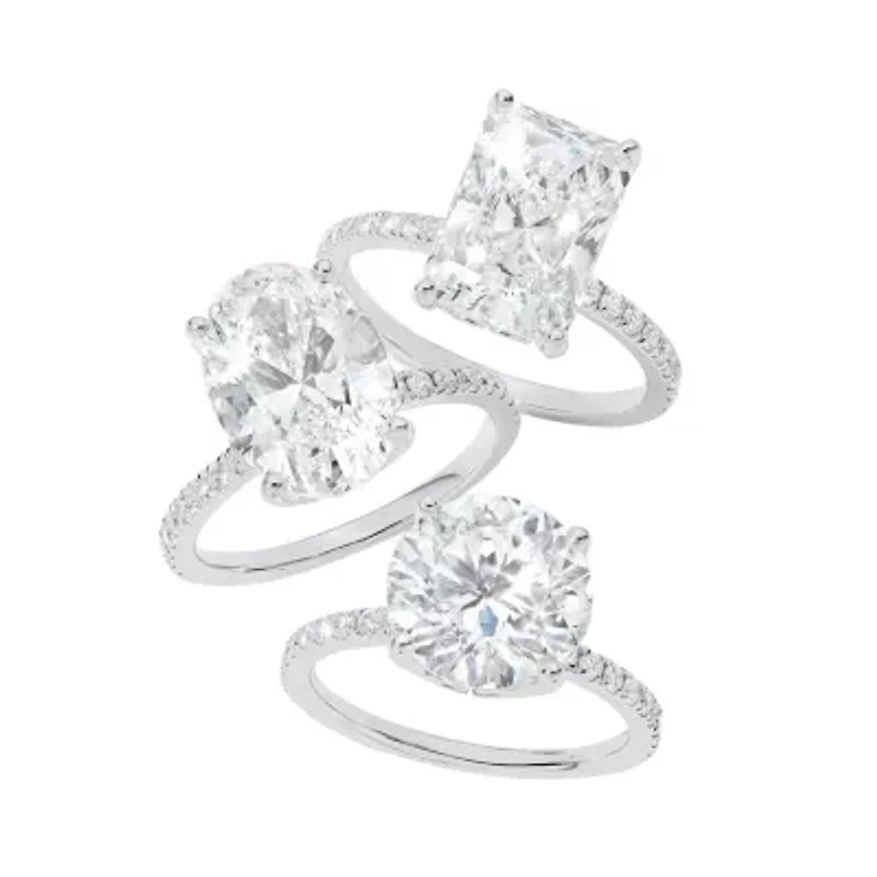 Grown Gorgeous (F,Vs2) Womens 4 7/8 Ct. T.W. Lab White Diamond 14K Gold Rectangular Side Stone Engagement Ring