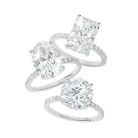 Grown Gorgeous (F,Vs2) Womens 4 7/8 Ct. T.W. Lab White Diamond 14K Gold Rectangular Side Stone Engagement Ring