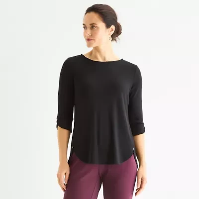Liz Claiborne Tall Womens Round Neck 3/4 Sleeve Tunic Top