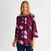 Liz Claiborne Tall Womens Split Crew Neck 3/4 Sleeve Tunic Top