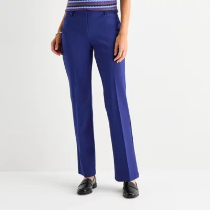 Liz Claiborne Audra Ponte Womens Tall Straight Mid Rise Trouser