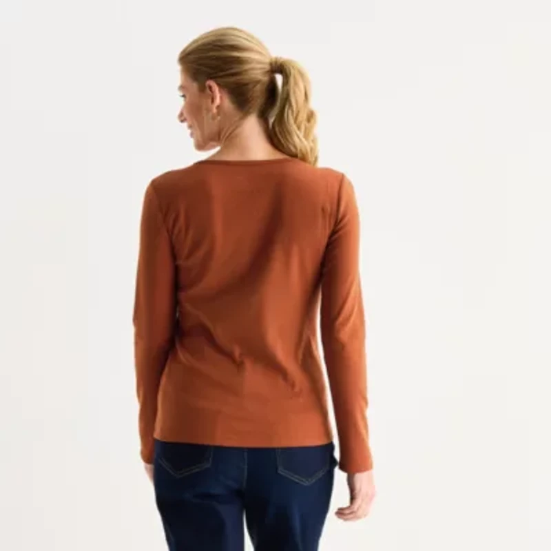 Liz Claiborne Womens Tall Crew Neck Long Sleeve T-Shirt