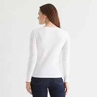 Liz Claiborne Womens Tall Crew Neck Long Sleeve T-Shirt