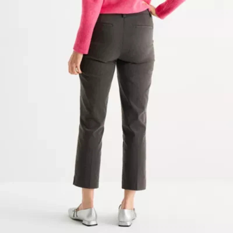 Liz Claiborne Lisa Womens Tall Stretch Fabric Slim Mid Rise Ankle Pant