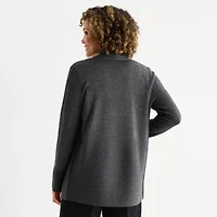 Liz Claiborne Womens Long Sleeve Open Front Tall Cardigan