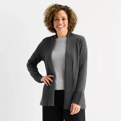 Liz Claiborne Womens Long Sleeve Open Front Tall Cardigan